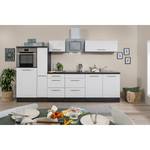 Cuisine Olivone III Appareils électroménagers inclus - Blanc brillant / Imitation chêne gris - Largeur : 300 cm