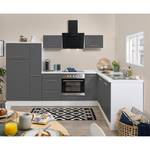 Hoek-keukenblok Olivone I Inclusief elektrische apparaten - Hoogglans grijs/wit - Breedte: 290 cm