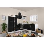 Cuisine d’angle Olivone I Appareils électroménagers inclus - Noir brillant / Blanc - Largeur : 290 cm