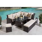 Gartenessgruppe Barcelona (5-teilig) Polyrattan / Polyester - Beige / Braun