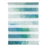 Store enrouleur double Aquarell Polyester - Bleu / Vert - 60 x 150 cm