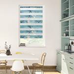 Store enrouleur double Aqua Floral Polyester - Bleu - 100 x 150 cm