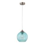 Hanglamp Arveda glas/ijzer - 1 lichtbron - Blauw