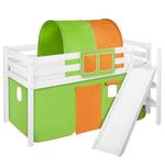 Lit mezzanine Jelle Colours II Avec toboggan et rideaux - Vert / Orange - 90 x 200cm