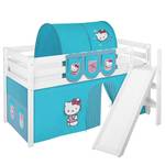 Hoogslaper Jelle Hello Kitty II met schuine glijbaan en gordijn - Turquoise - 90 x 200cm