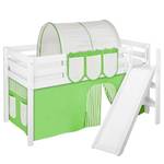 Lit mezzanine Jelle Stripes II Avec toboggan et rideaux - Vert clair - 90 x 190cm