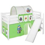 Lit mezzanine Jelle Pirate II Avec toboggan et rideaux - Vert clair - 90 x 190cm