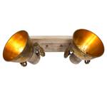 Plafondlamp Gearwood VIII aluminium/massief eikenhout - 2 lichtbronnen