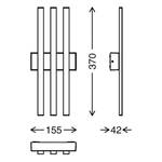 Applique murale Graz IV Polycarbonate / Fer - 3 ampoules - Noir