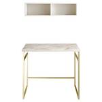 Schreibtisch-Set Ann (2-teilig) Marmor Weiß Dekor/ Gold - Weiß / Gold