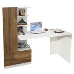 Bureau avec rangement Aidu Blanc / Imitation noyer - Blanc / Imitation noyer