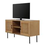 Meuble TV Kallista Rotin / Placage en bois véritable - Beige / Paulownia