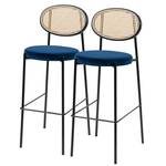 Chaises de bar Davie (lot de 2) Rotin et tissu / Métal - Bleu