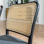 Esszimmerstuhl Cutis (2er-Set) Rattan & Webstoff / Buche massiv - Grau