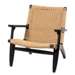 Loungefauteuil Emeli touw / massief essenhout - natuurlijk ribfluweel/essenhout