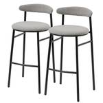 Chaises de bar Embi (lot de 2) Tissu / Métal - Gris / Noir