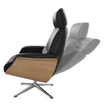 Fauteuil relax Anderson I Cuir véritable Neka : Noir - Chrome brillant - Chêne