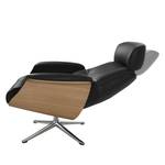 Fauteuil relax Anderson I Cuir véritable Neka : Noir - Chrome brillant - Chêne