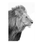Afbeelding Koning Leeuw verwerkt hout - zwart - 60 x 90 x 2 cm