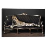 Afbeelding leopard Chic Panther verwerkt hout - zwart - 90 x 60 x 2 cm