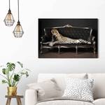 Afbeelding leopard Chic Panther verwerkt hout - zwart - 90 x 60 x 2 cm