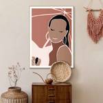 Ingelijste afbeelding Vrouw Parasol verwerkt hout - bruin - 50 x 70 x 1,6 cm