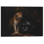 Quadro Pantera e leopardo Metallo - Nero - 70 x 50 x 2 cm