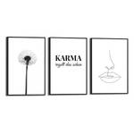 Set de tableaux déco Modern Art Karma Bois manufacturé - Noir - 20 cm x 30 cm x 1,6 cm