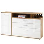 Buffet Kabanda Blanc brillant / Imitation chêne artisan