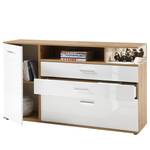 Buffet Kabanda Blanc brillant / Imitation chêne artisan