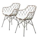 Chaises Edison (lot de 2) Rotin / Acier - Marron clair / Anthracite