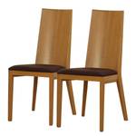 Chaises Atla (lot de 2) Tissu / Chêne massif - Café / Chêne