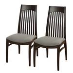 Chaises Roanne (lot de 2) Tissu / Hêtre massif - Gris sable / Marron foncé