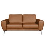 Sofa Kerman (2-Sitzer) Echtleder - Echtleder Nadra: Cognac - Chrom glänzend