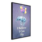 Poster Flying Elephant Polystyrol / Papiermass - Schwarz - 30 x 45 cm