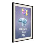 Cornice e poster Flying Elephant Polistirene / Carta - Nero / Bianco - 40 x 60 cm