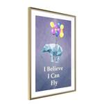 Cornice e poster Flying Elephant Polistirene / Carta - Bianco/Dorato - 20 x 30 cm