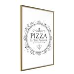 Poster Pizza is the Answer polystyreen/papierpulp - Goud - 40 x 60 cm