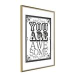 Poster You Are Awesome polystyreen/papierpulp - Wit/goudkleurig - 30 x 45 cm