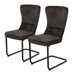 Chaises cantilever Amalia II (lot de 2) Microfibre / Acier - Anthracite / Noir