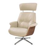 Fauteuil relax Anderson I Cuir véritable Neka : Cachemire - Chrome brillant - Noyer