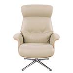 Fauteuil relax Anderson I Cuir véritable Neka : Cachemire - Chrome brillant - Noyer