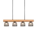 Plafondlamp Cestino ijzer/massief grenenhout - 4 lichtbronnen