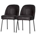 Chaises capitonnées Cera III (lot de 2) Cuir véritable / Acier - Noir