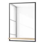 Miroir Marcoola - 69 cm Métal / Placage en bois véritable - Noir / Chêne à nœuds