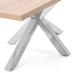 Eettafel Karmi II Eikenhouten look - Breedte: 180 cm - Chroomkleurig glanzend