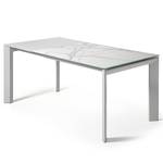 Eettafel Retie I (met uitschuiffunctie) - Wit imitatie marmer - Breedte: 120 cm - Heldergrijs