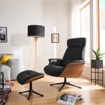 Fauteuil relax Anderson I Cuir véritable Neka : Noir - Noir - Noyer