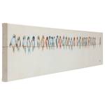 Quadro Touched Birds Meeting Beige - Tessuto / Legno massello - 30 x 150 cm