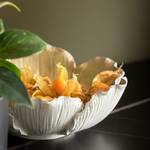 Deko Schale Flower Bloom Creme / Gold - Stein - Ø 20 cm - Weiß / Gold